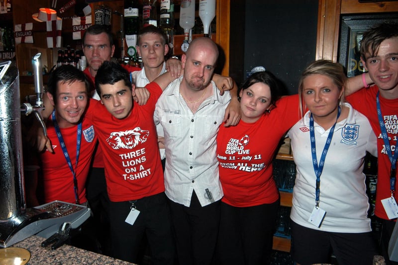 Gloomy bar staff in Bar Xcetera after England lost.