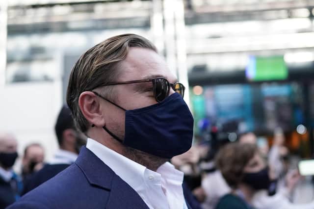 Leonardo DiCaprio arrives on day three of COP26.