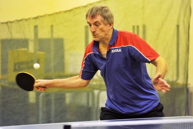 Action from a past Worksop and District Table Tennis League Division 1 match. Pictured is Dave Cakewell.