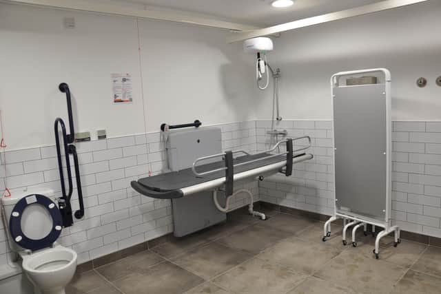 The new Changing Places facility offers an electronic hoist with full access to the whole room, a privacy screen, an adjustable height sink and more.