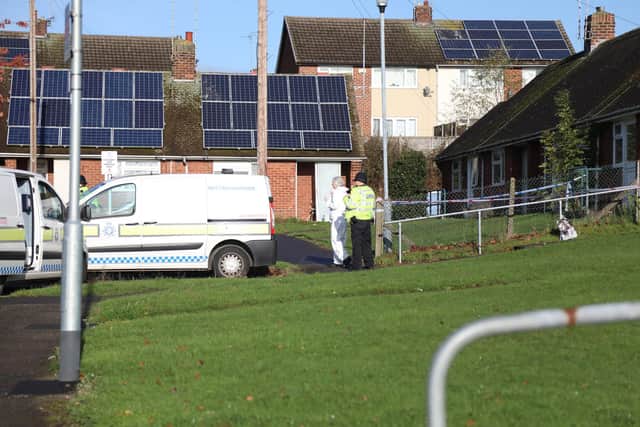 Police and forensic officers at a property in Rayton Spur, in Worksop.
