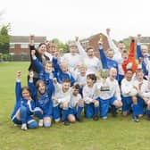 Prospect Hill Junior School's boys and girls football teams celebrate their victories. The girls team as Bassetlaw Schools FA league winners and boys the Parry Cup winners.
