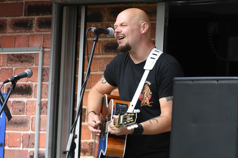 Singer Dave Lynas entertaining at the food festival in South Shields Market Place