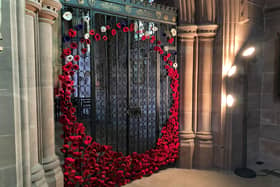 The Chapel of St Mary the Virgin, in Clumber Park, has been decorated in handmade poppies for Remembrance Day.