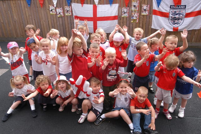 Youngsters ready for England's 2006 World Cup, pictured at Hucknall Pre-School.