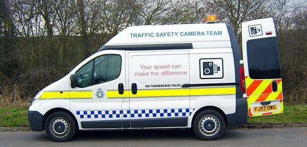 A mobile speed camera in Nottinghamshire