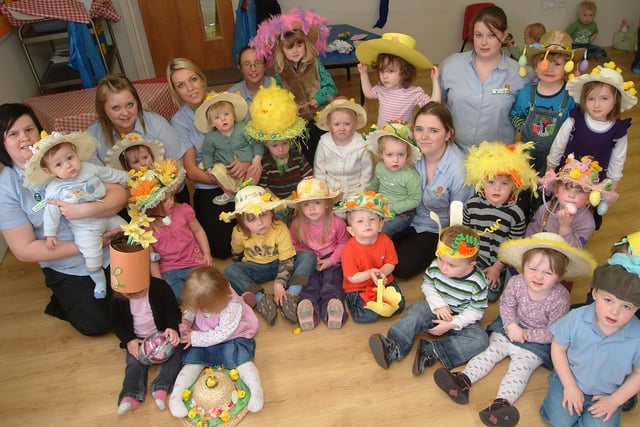 An Easter bonnet competition at Treetops Day Nursery, in Celtic Point. Picture includes staff members Stacey Wood, Jenna Watts, Lindsey Webb and Heather Clarke.