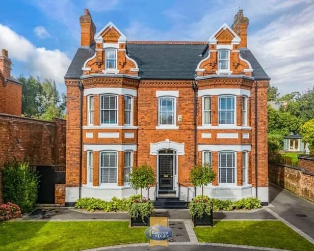 A front view of the impressive Worksop home in a conservation area.