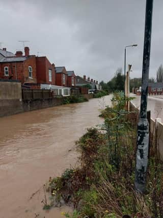 The River Ryton has burst its banks, affecting central Worksop.