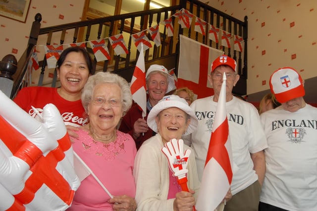 Residents at the Silverdale Care Home get ready for the World Cup, 2010.