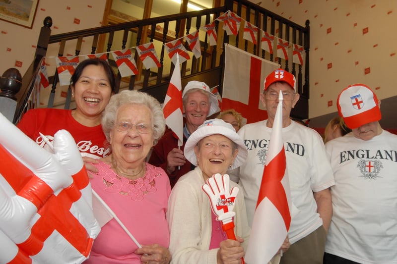 Residents at the Silverdale Care Home get ready for the World Cup, 2010.