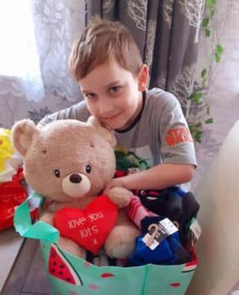 Michal Halas, aged five, from Worksop, has donated his favourite teddy bear.