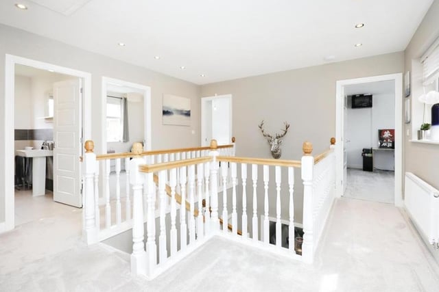 A galleried landing leads to all six bedrooms, and also the family bathroom, at the £490,000-plus property. There is also a built-in storage cupboard and access to the loft.
