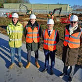 Pictured: Chris McGrath, project engineer of Smith Brothers, Ollie Fergusson, LMPH projects lead, MP Brendan Clarke-Smith, and George Sitwell, LMPH chief commercial officer.