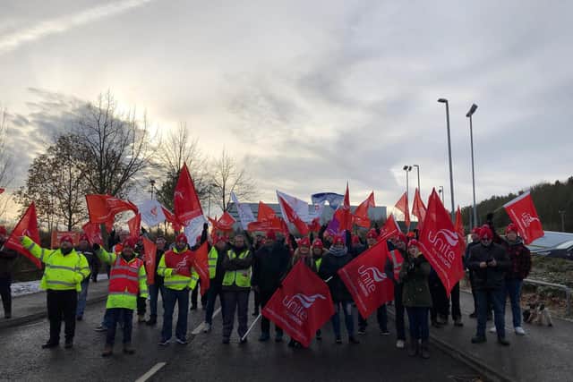 Workers and union members at B&Q Worksop take industrial action