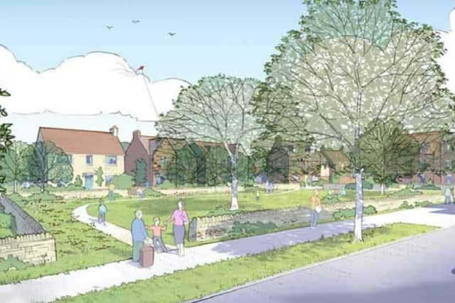 An artist's impression of the centre of the new village community