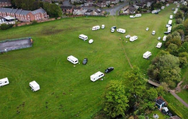 Drone footage of Farr Park at the time of the first encampment.