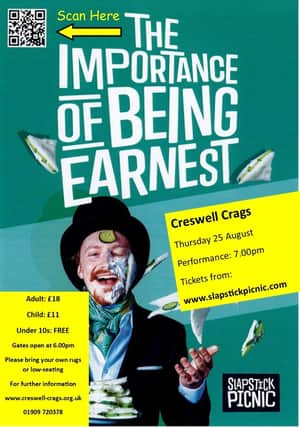 Importance of Being Earnest performed at Creswell Crags by Slapstick Picnic Theatre