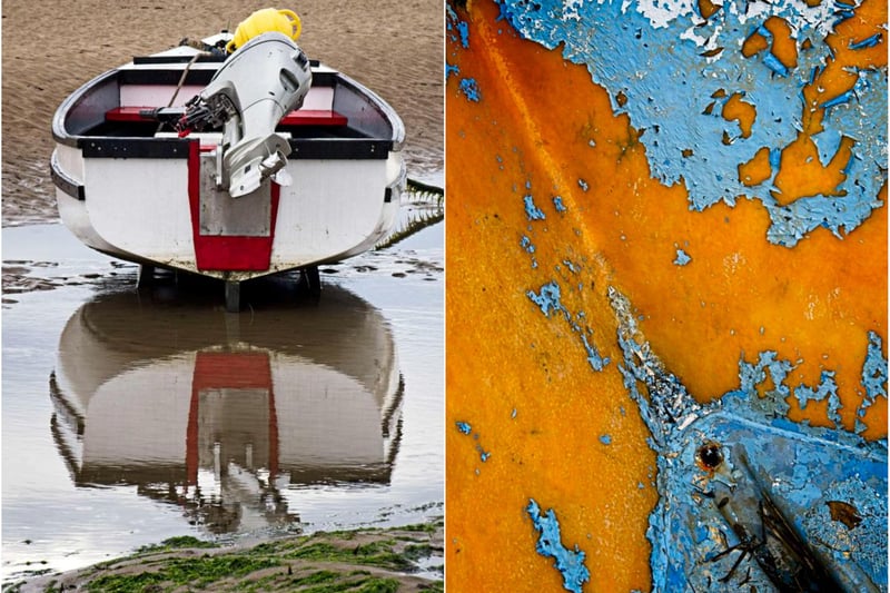 Low Tide, left, and Orange and Blue, by Chris Goddard.
