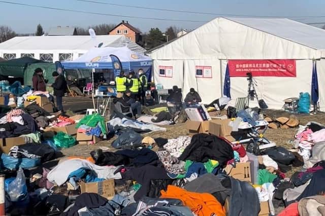 Humanitarian aid drop off point in Poland