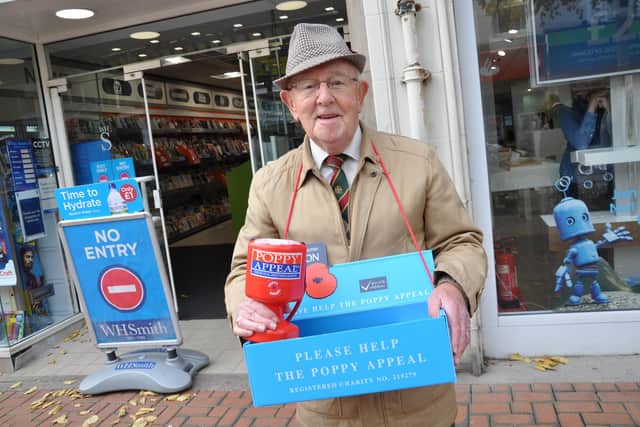Jim Ruggles, 86, is marking his 40th year collecting for the Royal British Legion Poppy Appeal