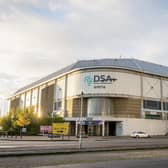 Sheffield Arena with its FlyDSA sign.