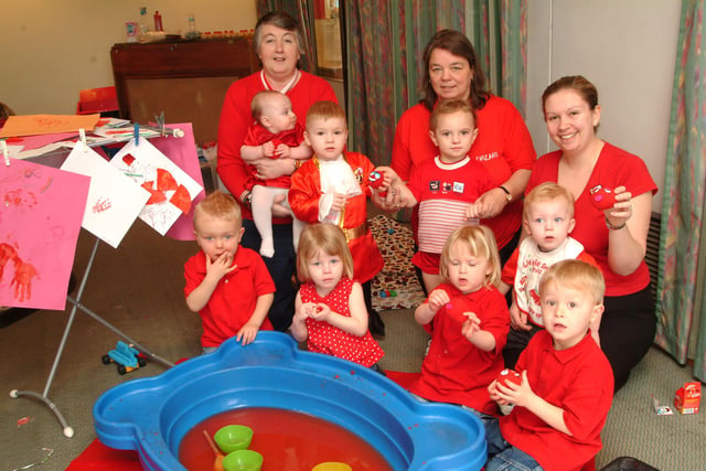 Manton Minnies at Manton Infant School, Worksop dress up for Red Nose Day.
Pictured Gemma Carroll, senior child care practitioner, pre school learning alliance with children and parents.