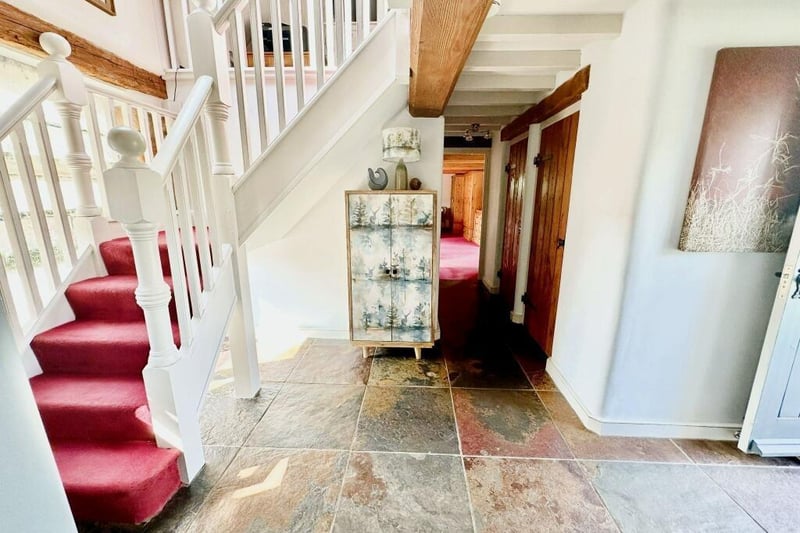 Into the hallway now as we prepare to go upstairs to check out the rest of the bedrooms at the Elmton barn conversion.