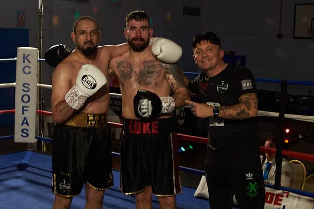 Luke White is congratulated on his Prizefighter title.