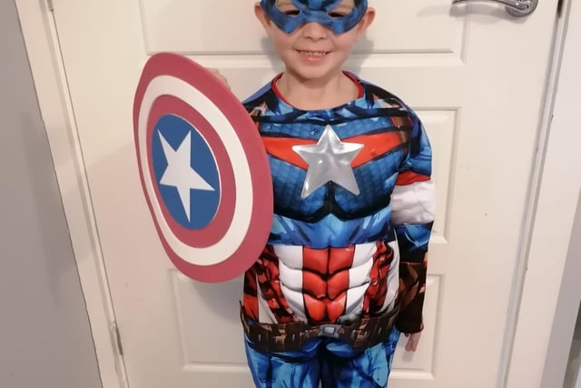 Freddie, aged 5, from Harworth as Captain America