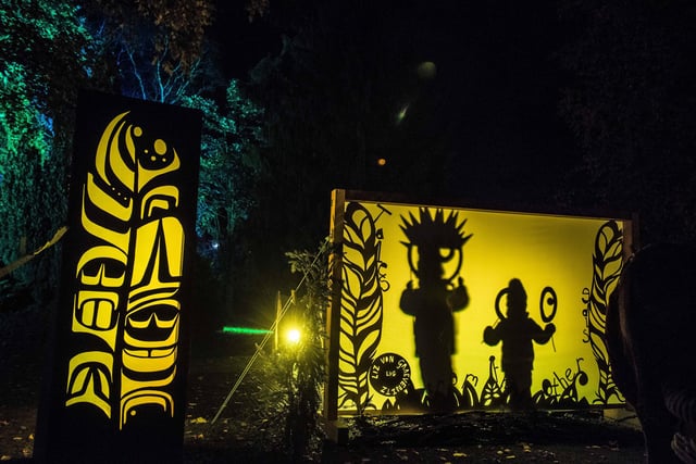 Shadow puppets put on a display at Light up the Gardens at Sheffield's Botanical Gardens in 2018