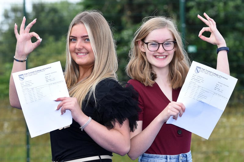 High Tunstall pupils Mille Ramsey and Abbie Wells receive their GCSE exam results on Thursday morning.