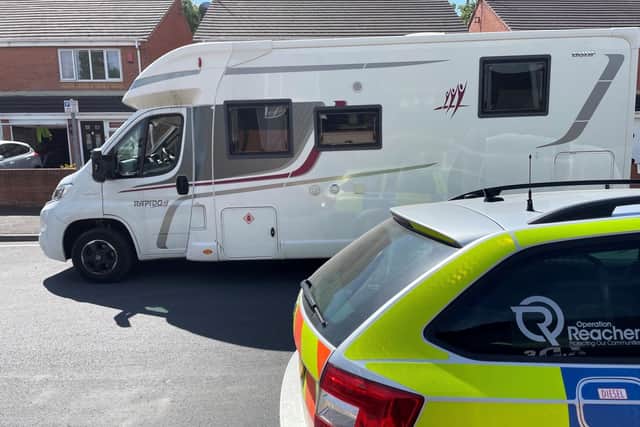 Police recovering the stolen motorhome