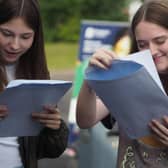 Students getting a glimpse of their results at Outwood Academy Valley this morning.