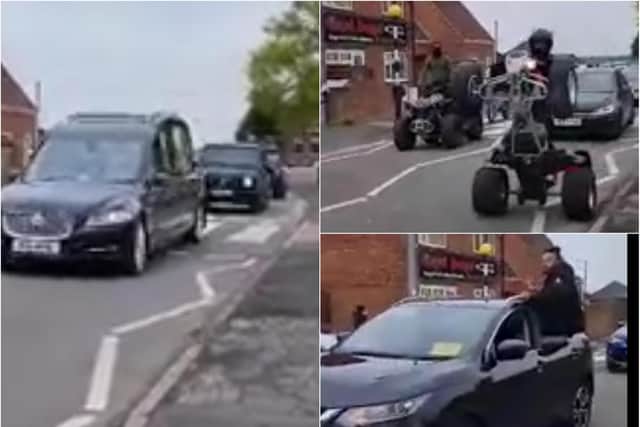 Around 60 vehicles were involved in a procession in Sheffield ahead of the joint funeral of friends Tyrone Forde and Jordan Caster, from Sheffield, who died in a crash on the M1