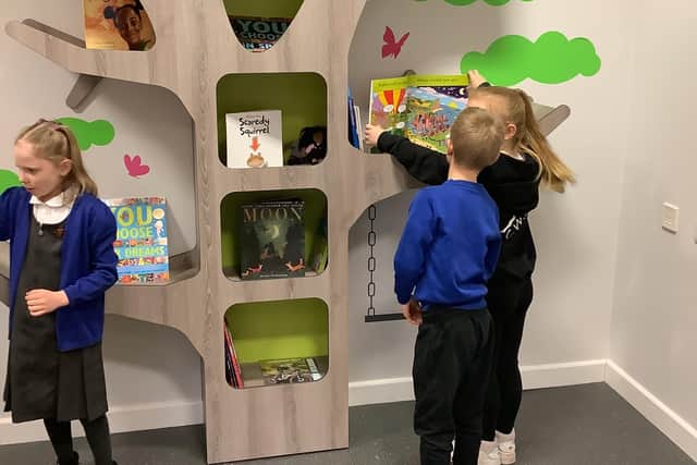 The new library hosts a new range of books and colourful fun decorations.
