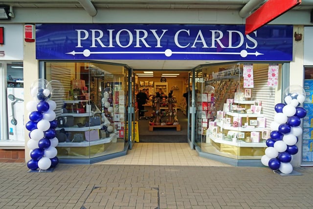 Shoppers were greeted with balloons at the grand opening of Priory Cards