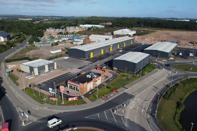 An aerial photograph of the new units at the Vesuvius development, Sandy Lane, Worksop.