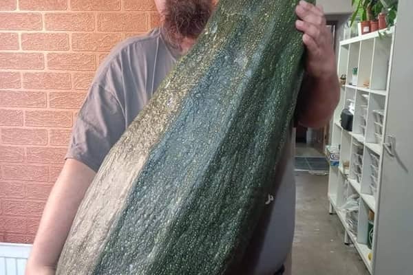 Steven Turner, from Creswell, with his giant marrow.