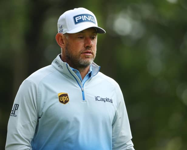 Lee Westwood is pictured on the third hole during Day Three of The BMW PGA Championship at Wentworth Golf Club on September 11, 2021. (Photo by Andrew Redington/Getty Images)