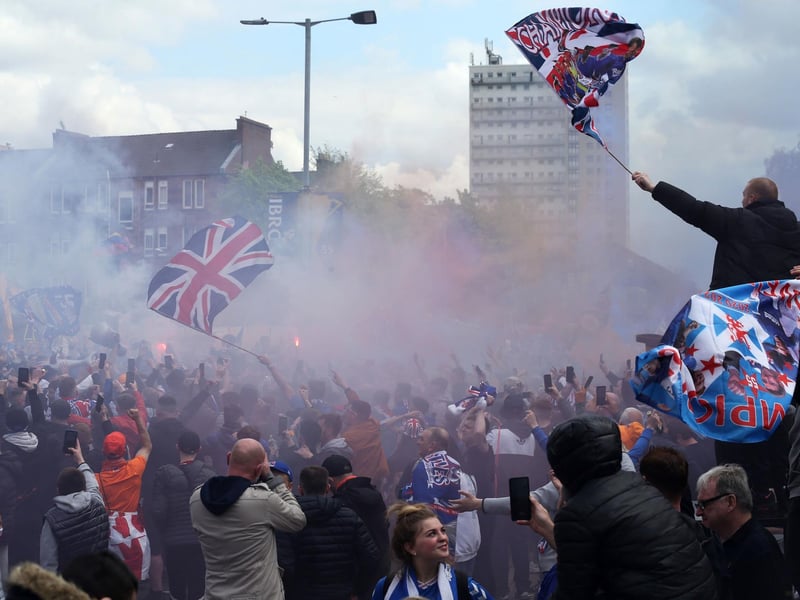 Police have urged fans to disperse but thousands remain outside the stadium where the team's last game of the season - against Aberdeen - is being played. PIC: PA.