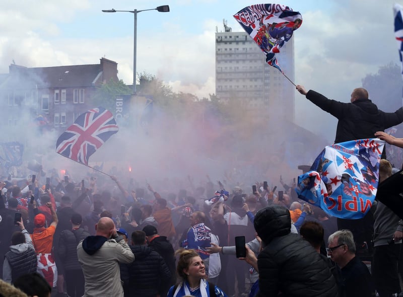 Police have urged fans to disperse but thousands remain outside the stadium where the team's last game of the season - against Aberdeen - is being played. PIC: PA.