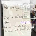 The notice left attached to the door of the gym in Sandy Lane, Worksop.