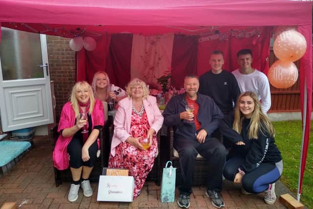 Jackie Scott celebrating her 80th birthday with family