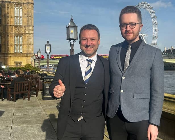 Brendan Clarke-Smith welcomed James Clarke to Parliament, in recognition of his tireless fundraising efforts for Retina UK over the last few years.