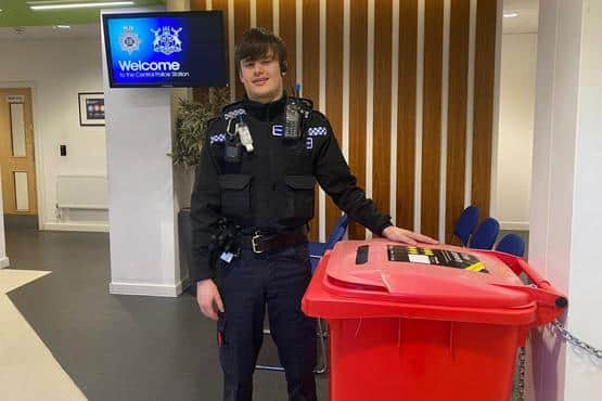 People can throw away knives and other weapons in amnesty bins like this at various police stations this week. Photo: Nottinghamshire Police