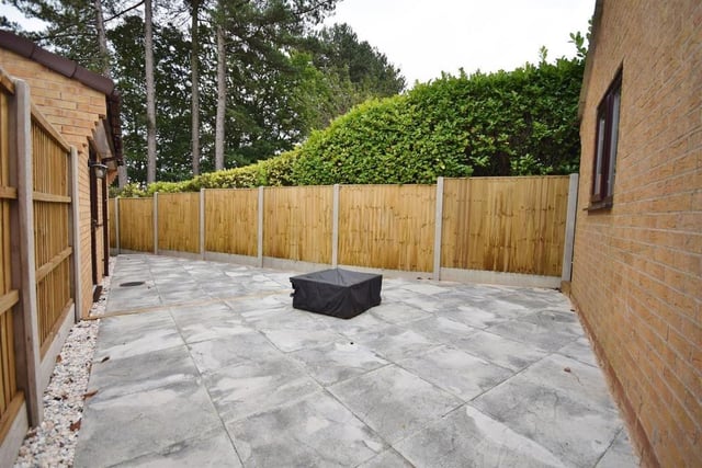 This paved patio area sits at the side of the £495,000 property. A secluded spot for entertaining family and friends, al fresco style, in the summer.