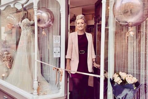 Charlotte on the opening day of her bridal boutique 'Charlotte Elizabeth Bridal' in Matlock.