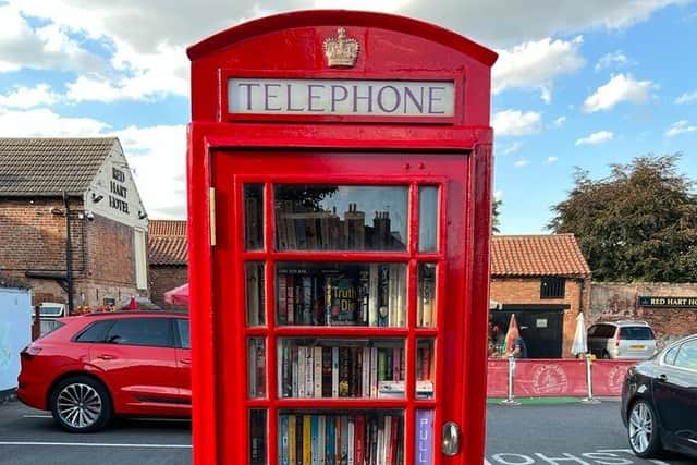 Newly opened telephone box book exchange in Blyth near Worksop