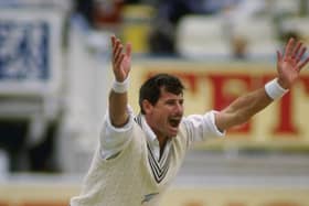Richard Hadlee, of New Zealand, appeals for a wicket during the third test against England. Pic by Ben Radford/Allsport UK